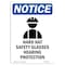 Signmission OSHA Sign, Hard Hat Glasses W/, 24in X 18in Aluminum, 18" W, 24" H, Portrait, OS-NS-A-1824-V-13256 OS-NS-A-1824-V-13256 - alternate 1